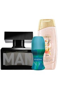 Resim Avon Man Edt 75 ml Erkek Parfüm Ve Precious Duş Jeli Stamina Rollon Paketi 8681298700210 
