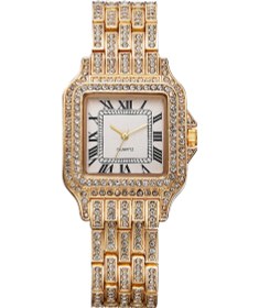 Resim Lemestar Kadınlar İçin Zırhlı Roma Kare Gösterge, Klasik Stile Sahip Kuvars Hareketli Altın Kol Saati Çok Renkli 