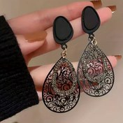 Resim 1 Çift Vintage İlhamlı Siyah ve Altın Damla Küpeler, İnci Çiçek Desenleri ile - Günlük Giyim, Partiler ve Tatiller için Lüks Boş Tasarım, Tatil Aksesuarları | Vintage İlhamlı Küpeler | Alaşımlı Küpeler 