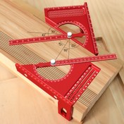 Resim Ayarlanabilir 3D Marangoz Kare Seti - 180° Dönen Alüminyum Alaşımlı Üçgen Cetvel, T-Kare Yazma Delikleri, Kırmızı ve Siyah İşaretlemeler, Hassas Ahşap İşleme Ölçümleri İçin, Marangoz Kare Se 