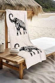 Resim Dijital Baskı Plaj Deniz Havlusu Fil Desenli Peştamal HVL0132 