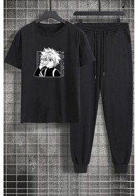 Resim Unisex Killua Zoldyck Baskılı 2'li Eşofman Takımı Siyah 