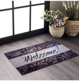 Resim Homiano Kauçuk Kapı Paspası - Gri Welcome 