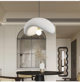 Resim Voliny Büyük Beyaz Beton Modern Sarkıt Oturma Odası Salon Sarkıt Avize Beyaz 