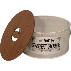 Resim Boho Bazzar Kapaklı Ferforje Patates,soğan ve Ekmeklik 30*30*15CM 