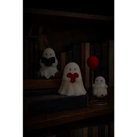Resim Printella 3’lü Hayalet Figür Dekoratif Set Kitap Okuyan Kalpli ve Balonlu Modern Tasarım 