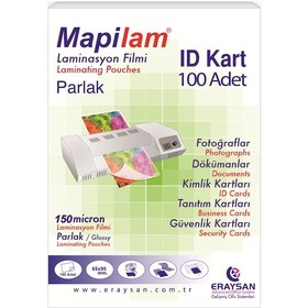 Resim Mapilam 150 Micron Parlak Laminasyon Filmi Id Kart 65x95 100 Lü 