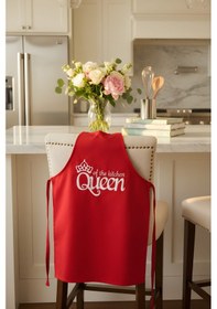 Resim Mutfak Önlüğü - Queen Of The Kitchen - Kırmızı Renkli 