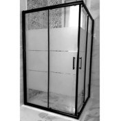 Resim Özel Duş Özelduş Duşakabin 120*120 cm H180 Siyah Profil Kare ve Dikdörtgen 5mm Desenlicam 