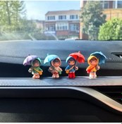 Resim 4 Adet Sevimli Karikatür Şemsiye Kız Araba Süs Araba İç 1 Adet 