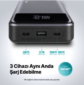 Resim Ttec 2BB218UG Recharger Pro LCD 20.000 MAH PD 130W Taşınabilir Hızlı Şarj Aleti/Powerbank Uzay Grisi 