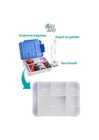 Resim 1330 Ml Tek Kat 6 Bölme Çocuk Beslenme Kutusu Çatal / Kaşık / Sos Kaseli -ffb1265 Pembe 