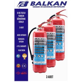 Resim 6 Kg Ruhsata Uygun 4 Yıl Tozlu Yangın Tüpü 3 Adet 