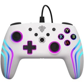 Resim Gaojunshop01 Beyaz Oyun Kumandası: Nefes Efekti Işıklı, Titreşimli, Xbox 360/pc/ps4/ps3/switch Uyumlu 