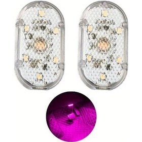 Resim Hightower 2 Adet Araç İçi Led Okuma Lambası, Usb Şarjlı Pembe Mor Ortam Aydınlatması 