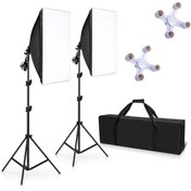 Resim FototekFotograf 50x70cm Softbox 4 Duylu Ikili Sürekli Işık Seti Foto Video Ürün Çekim Makyaj 50x70 Softbox Çantalı 