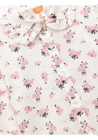 Resim Koton Pamuklu Çiçek Desenli Fırfır Detaylı Uzun Kollu Bebe Yaka Gömlek Pembe Desenli 5smg60044aw Pembe Desenli Pembe 