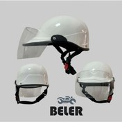 Resim BELER Jokey Kask Dayanıklı Beyaz Camlı Motosiklet & Bisiklet Kaskı 