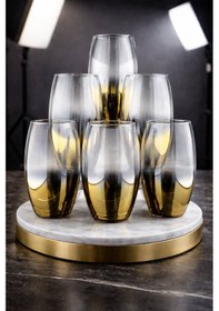 Resim Rova Tr Inci Serisi 6 Kişilik Özel Tasarım Cam Bardak Seti-hediyelik - Su Bardağı - 450 Ml Altın 