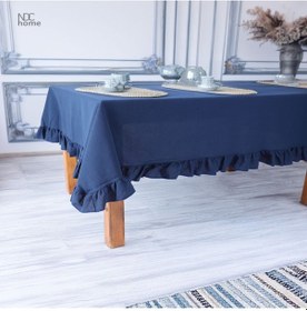 Resim Dnc Home Tekstil Lacıvert Keten Fırfırlı Masa Örtüsü Lacivert 