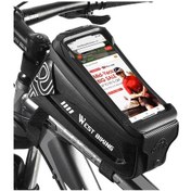 Resim West Biking YP0707275 Bisiklet Üst Tüp Dokunmatik Telefon Tutucu Çanta Siyah 