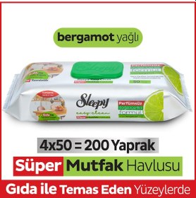 Resim Easy Clean Süper Yüzey Temizlik Mutfak Havlusu&Mendili Bergamot Yağlı 4X50 (200 Yaprak) 