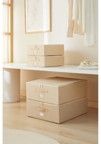 Resim Ocean Home Textile 4'lü Bej Balıksırtı Destekli Hurç Set 2 Adet 31 x 38 x 12 + 45 x 55 x 18 cm 