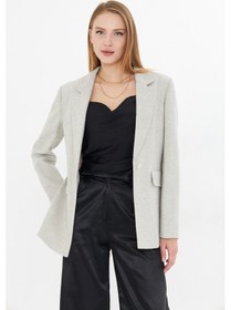 Resim Simli Blazer Ceket Gri 