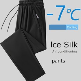 Resim Yazlık Büyük Beden Buzlu Lif Kumaş Erkekler İçin Bol Kesim Hava Koşumlu Pantolon, Yüksek Esneklik ve Serin Hissiyatlı Yapışmaz Spor Pantolonu, PLUS BEDEN 