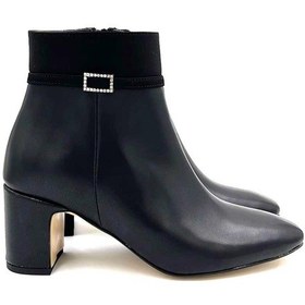 Resim Beyaz Park Moda Kalın Topuklu Fermuarlı Günlük Kadın Bot Siyah Siyah 