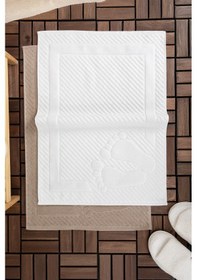 Resim Leoline %100 Pamuk Premium 2'li Ayak Havlusu - Kahve - Beyaz Kahve - Beyaz 