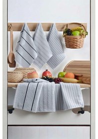 Resim 6 Lı Luna Naturel Mutfak Havlu Seti %100 Pamuklu 30x50 Cm Açık Gri Çok Renkli 