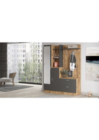 Resim Robinhome Robin Home Bella Aynalı Raflı Vestiyer Ayakkabılık Portmanto Antr 