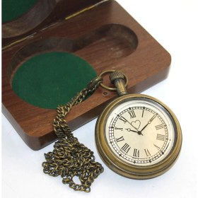 Resim MiraLive Ahşap Kutulu Pirinç Köstekli Saat Model 5 