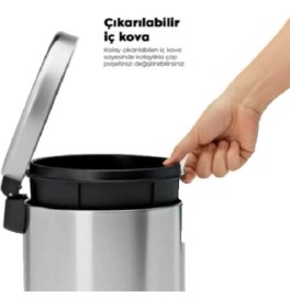 Resim Fndhome Pedallı Çöp Kovası 5 lt 430 Kalite Paslanmaz Banyo ve Wc Aksesuarı 