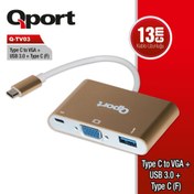 Resim FLAXES Q-TV03 Q-TV03 TYPE-C TO VGA+USB 3.0+TYPE-C (F) 1920*1080P ÇEVİRİCİ CONVERTER 