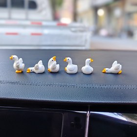 Resim 6'lı Yaratıcı Reçine Araba Süsü, Sevimli Kukla Kaz Masaüstü Dekorasyonları, Peyzaj Dekoru / 6 Adet İz Bırakmayan Etiket Dahil / 