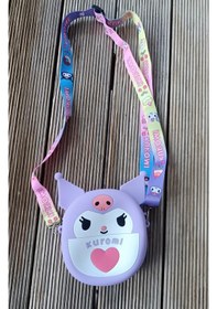 Resim Çanta Silikon Sanrio Kuromi Karakter Figür Popit Çocuk Ayarlanabilir İp Askı Omuz Çantası Lila 