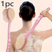 Resim Sevgililer Günü 2'si-1 Arada Yumuşak Lifli Uzun Saplı Banyo Fırçası - Nazik Peeling Vücut Temizleyici, Çift Amaçlı Sırt Fırçası ve Ovma Aleti, Japon Tasarımı 