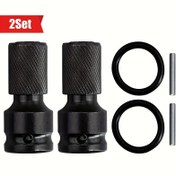 Resim 2 Adet Çelik Darbeli Anahtar Adaptör Seti - 1/2" ila 1/4" Altıgen Dönüştürme, Elektrikli Anahtar Hızlı Açma için S2 Çelik Manyetik Tornavida Ucu 