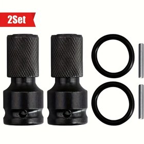 Resim 2 Adet Çelik Darbeli Anahtar Adaptör Seti - 1/2" ila 1/4" Altıgen Dönüştürme, Elektrikli Anahtar Hızlı Açma için S2 Çelik Manyetik Tornavida Ucu 