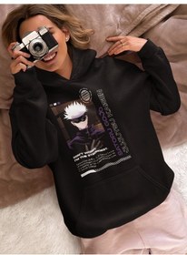 Resim Sevbano Satoru Gojo Jujutsu Kaisen Baskılı Unisex Oversize Anime Karakter Siyah 