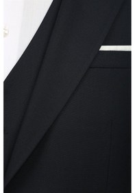 Resim Jakamen Lacivert Slim Fit Yelekli Sivri Yaka Erkek Takım Elbise Lacivert 