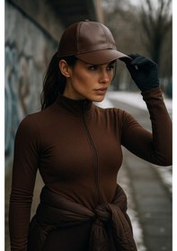 Resim Yake Store Klasik Kahverengi Renkli Düz Siperlikli Deri Baseball Şapka - Sade Şık Tasarım Spk1104 - Kahverengi Kahverengi 