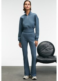 Resim DAVIRA Kadın Pamuklu Baskı Ve Patch Detaylı Yanları Cepli Regular Petrol Mavisi Eşofman Altı 