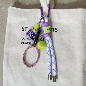 Resim Tenis Raketi ve Top Anahtarlık Seti - Canlı Spor İp Kolye, Dayanıklı Plastik Hediye Oyuncular & Parti Hediyeleri için Araba Anahtarı/Sırt Çantası Aksesuarı 