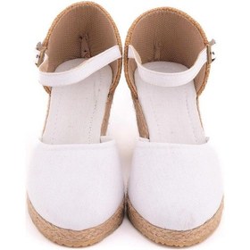 Resim Star Tombis Gerçek Elişi Hasır Dolgu Topuk Keten Hasır Espadril Handmade Beyaz 