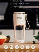 Resim Fressi FR-BL0318 Taşınabilir Şarjlı 80 W 350ml Öğütücü Fonksiyonlu Krem Kişisel Smoothie Blender 