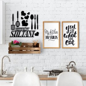 Resim BK Gift Dekoratif Doğal Ahşap Raf Mutfak Konseptli 2’li Ahşap Tablo ve Duvar Süsü-10 