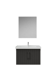 Resim Creavit D20 80 Cm Banyo Dolabı Ve Düz Ayna Takımı Antrasit 